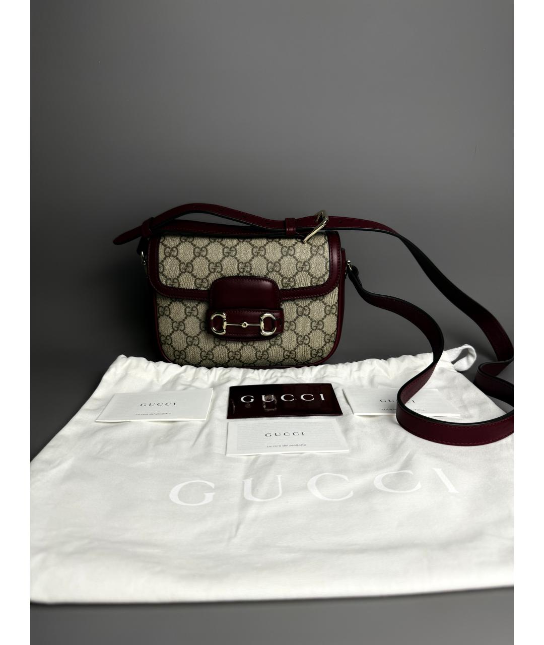 GUCCI Бордовая кожаная сумка через плечо, фото 5