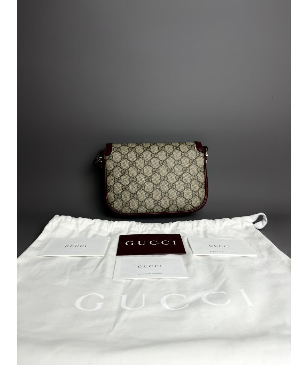 GUCCI Бордовая кожаная сумка через плечо, фото 3