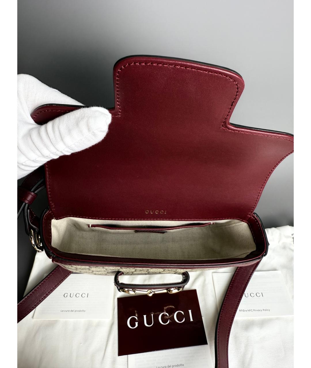 GUCCI Бордовая кожаная сумка через плечо, фото 4