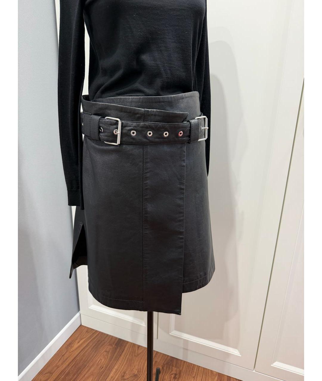PROENZA SCHOULER Черная кожаная юбка миди, фото 3