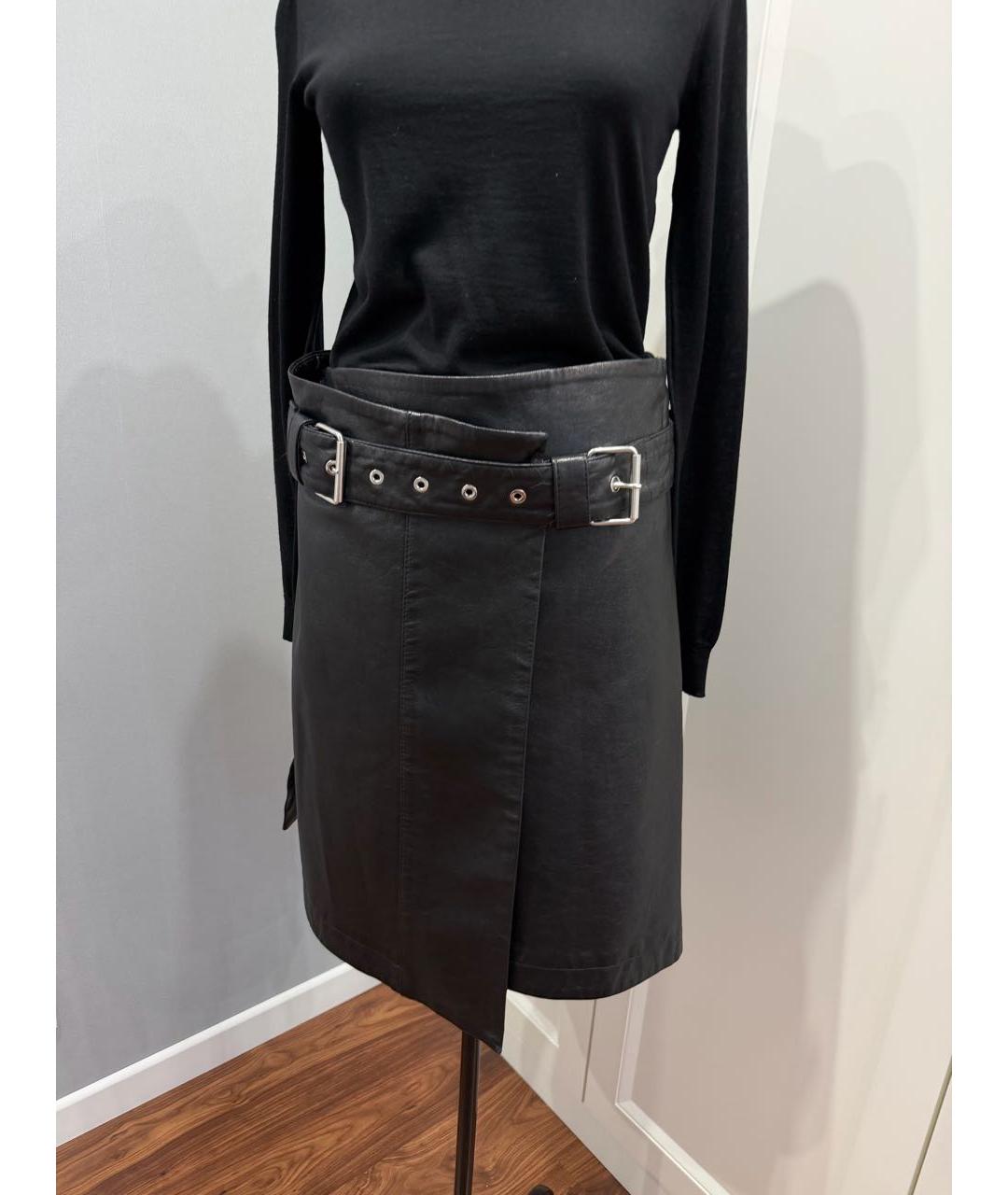 PROENZA SCHOULER Черная кожаная юбка миди, фото 4