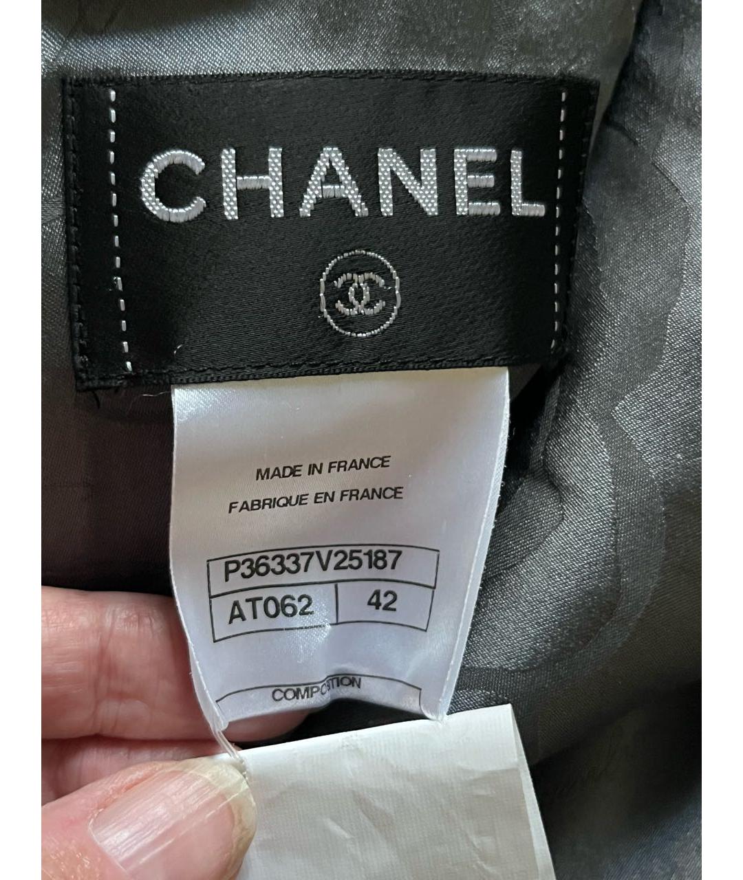 CHANEL Серое шерстяное повседневное платье, фото 3