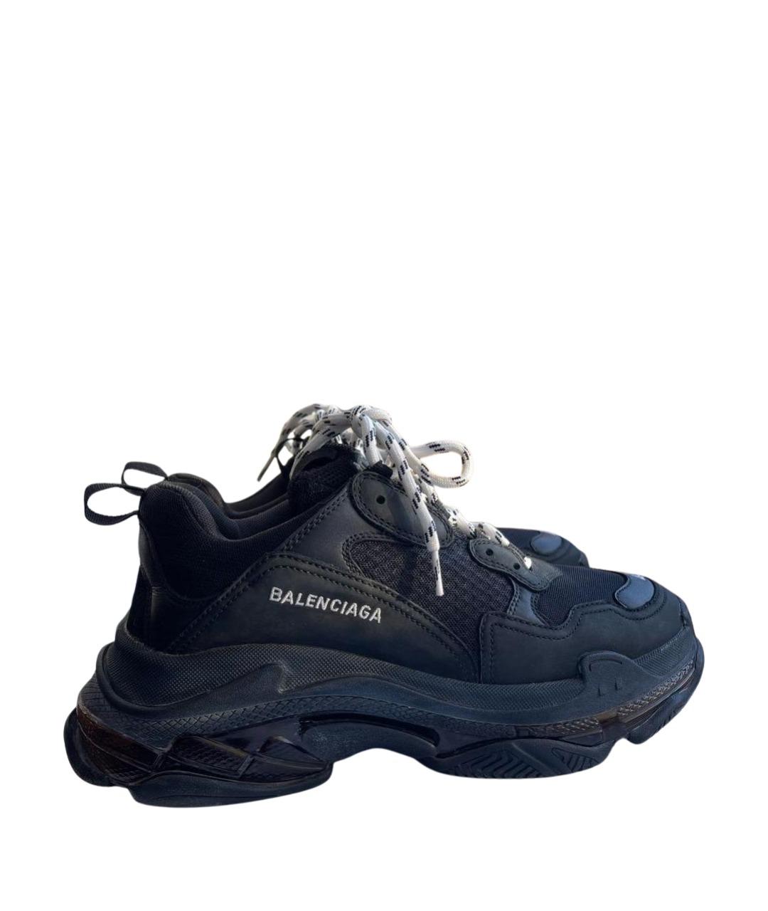 BALENCIAGA Черные текстильные низкие кроссовки / кеды, фото 1