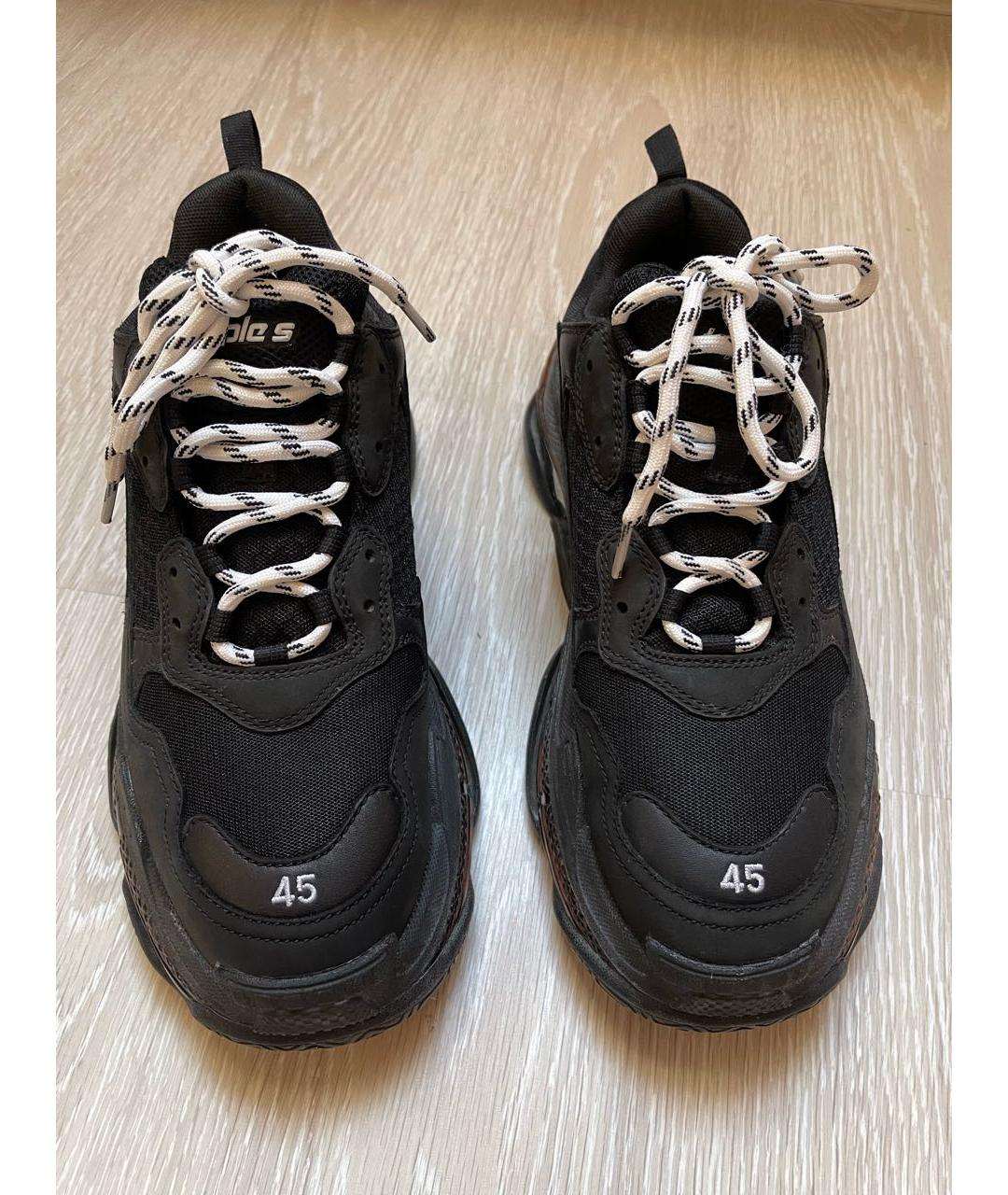 BALENCIAGA Черные текстильные низкие кроссовки / кеды, фото 3