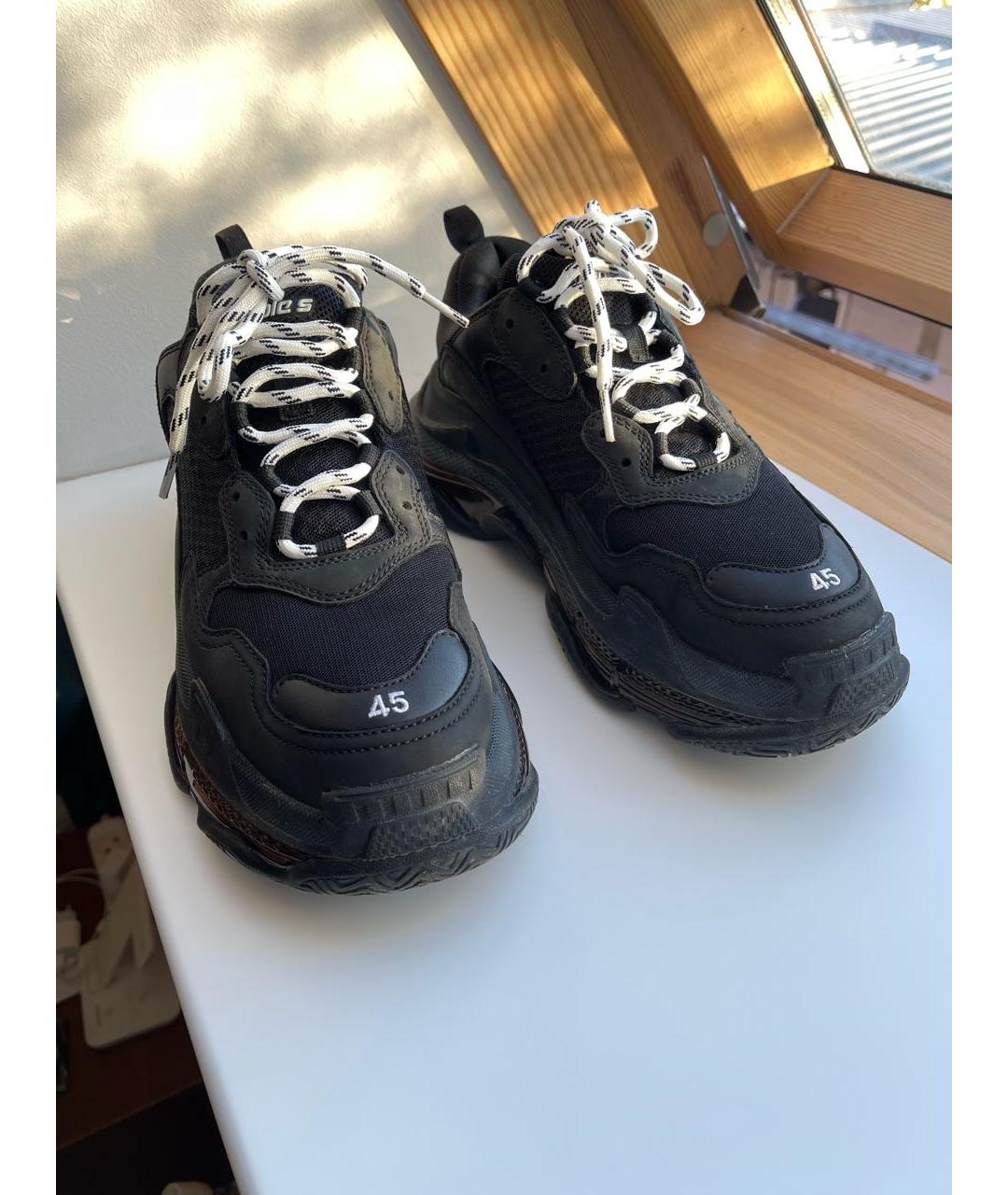 BALENCIAGA Черные текстильные низкие кроссовки / кеды, фото 2