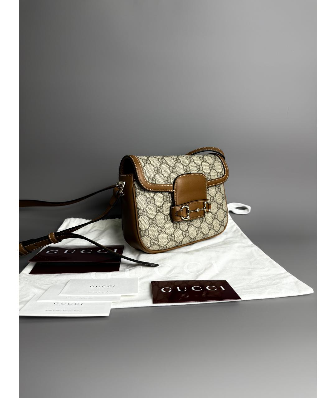 GUCCI Коричневая сумка через плечо из канвы, фото 2