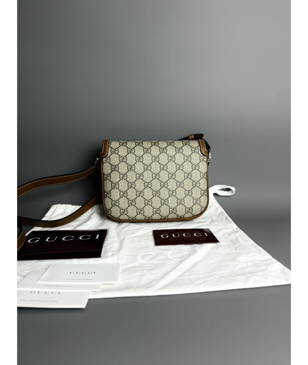 GUCCI Коричневая сумка через плечо из канвы, фото 3
