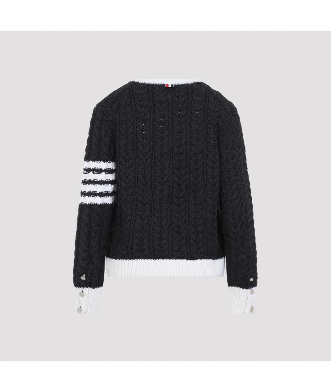 THOM BROWNE Серый шерстяной кардиган, фото 3
