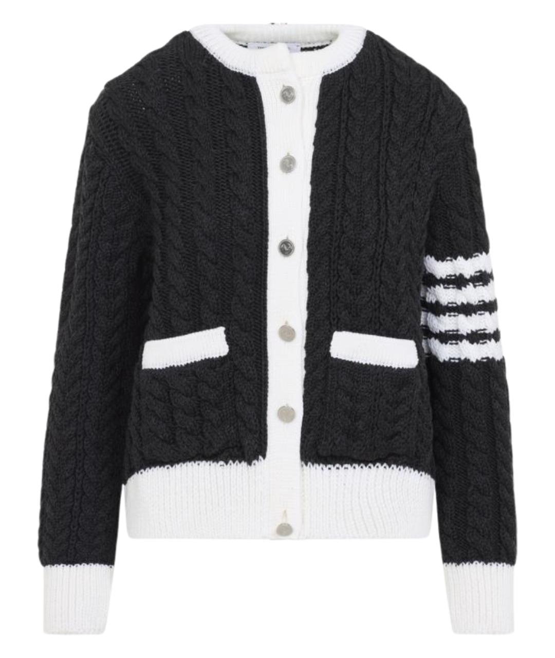THOM BROWNE Серый шерстяной кардиган, фото 1