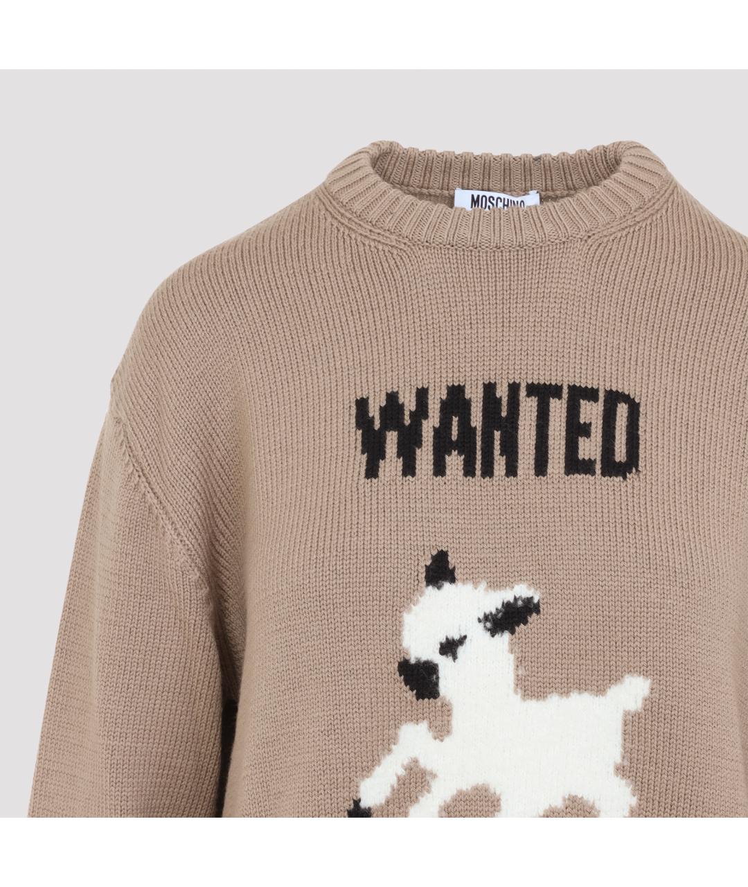MOSCHINO Бежевый шерстяной джемпер / свитер, фото 4