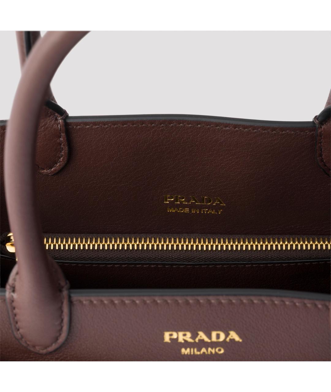 PRADA Коричневая кожаная сумка тоут, фото 5