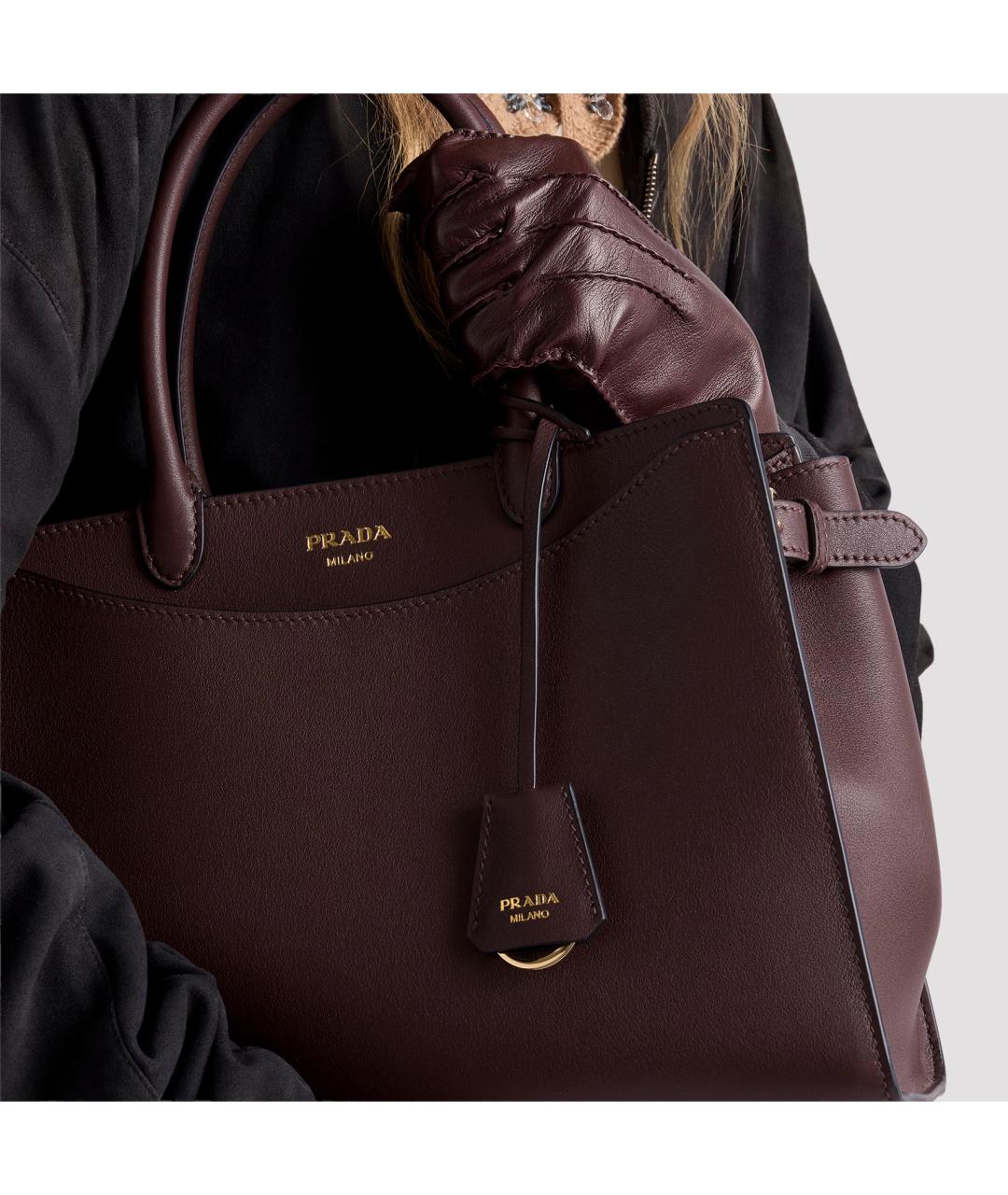 PRADA Коричневая кожаная сумка тоут, фото 6
