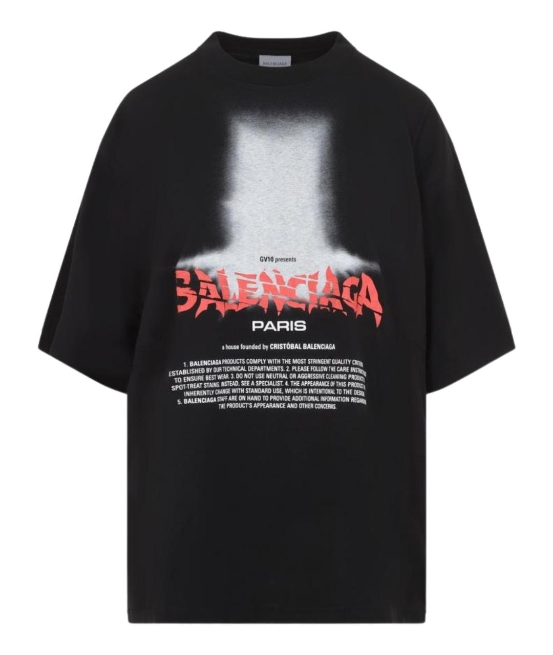 BALENCIAGA Черная хлопковая футболка, фото 1