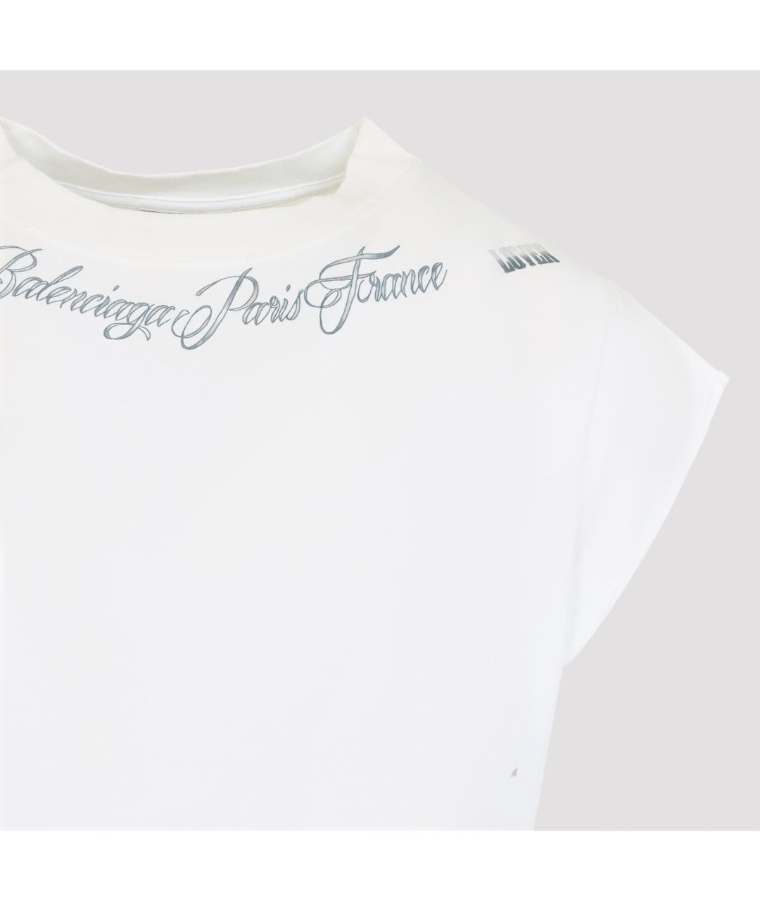 BALENCIAGA Белая хлопковая футболка, фото 4