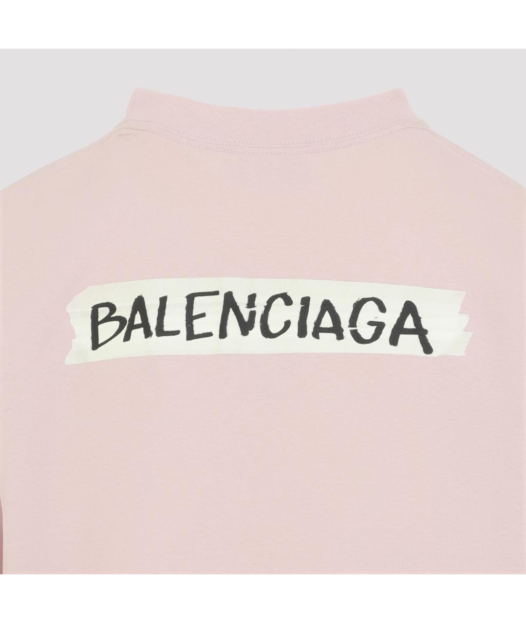 BALENCIAGA Розовая хлопковая футболка, фото 5