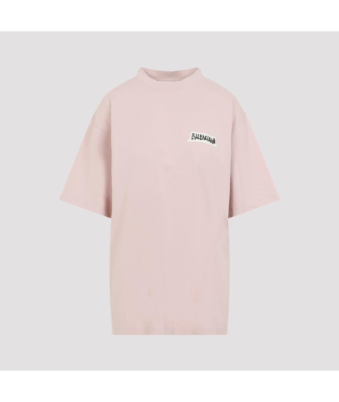 BALENCIAGA Розовая хлопковая футболка, фото 2