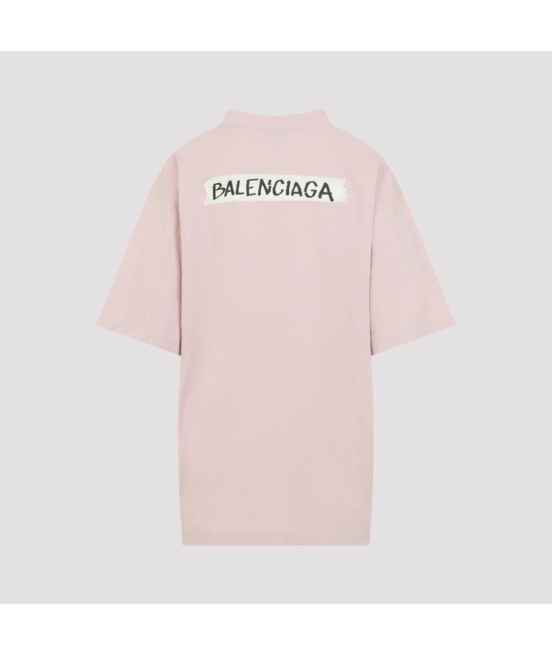 BALENCIAGA Розовая хлопковая футболка, фото 3