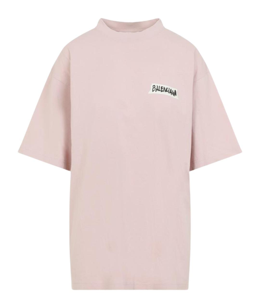 BALENCIAGA Розовая хлопковая футболка, фото 1