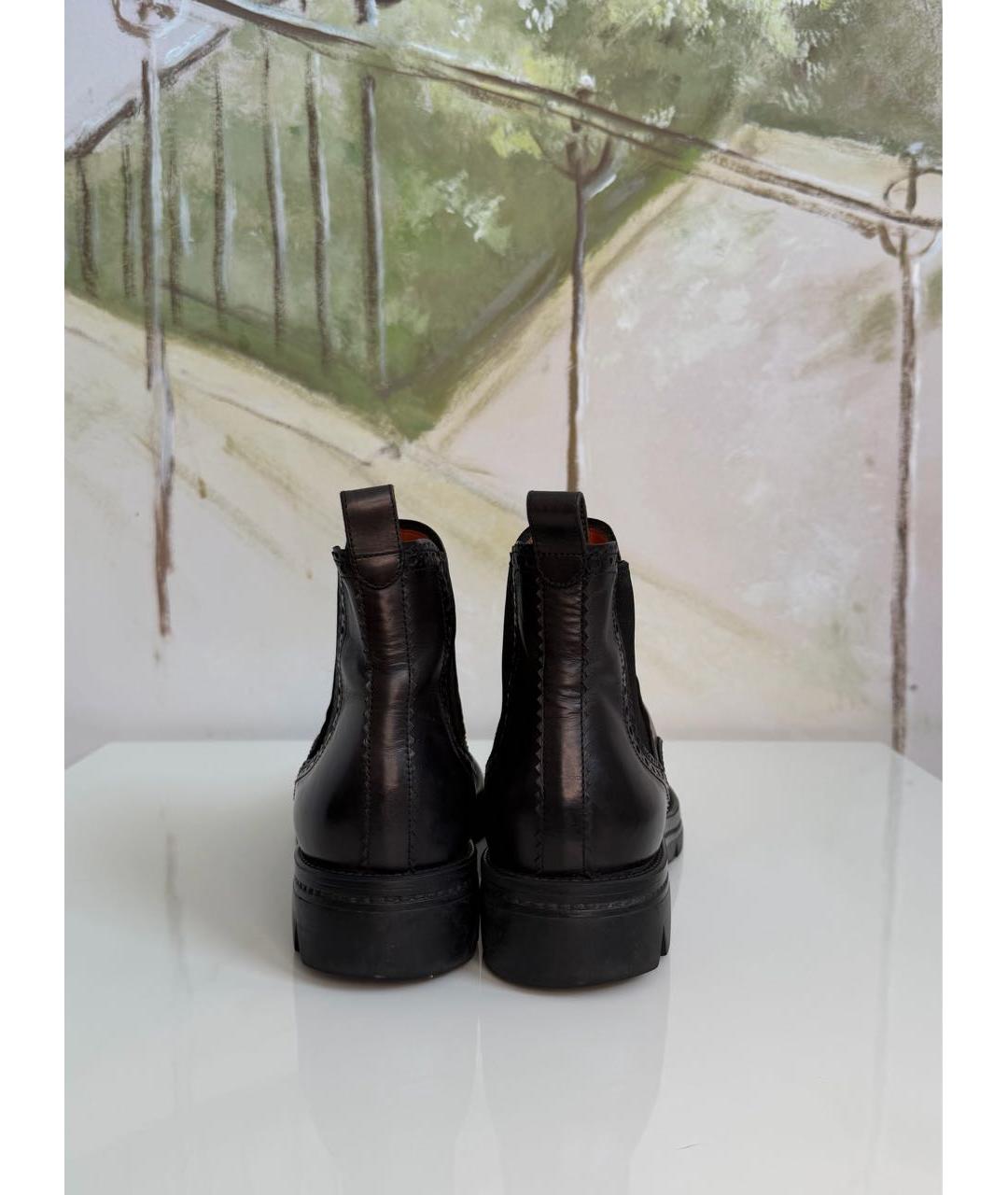 SANTONI Черные кожаные брогги и оксфорды, фото 4