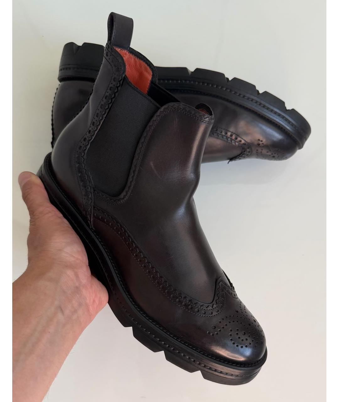 SANTONI Черные кожаные брогги и оксфорды, фото 6