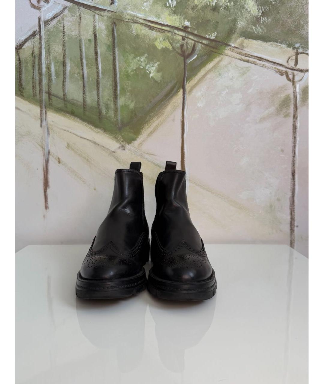 SANTONI Черные кожаные брогги и оксфорды, фото 3