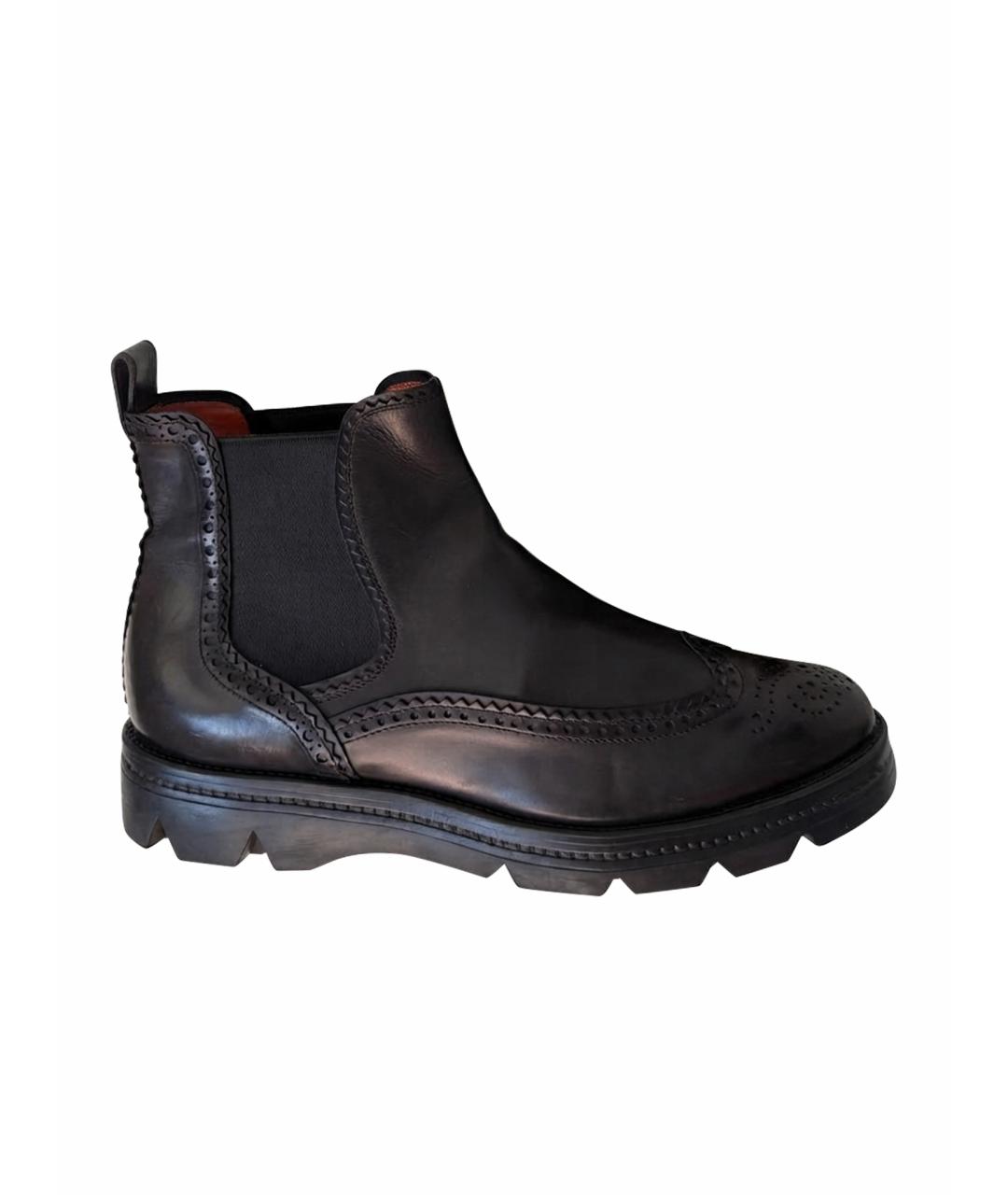 SANTONI Черные кожаные брогги и оксфорды, фото 1