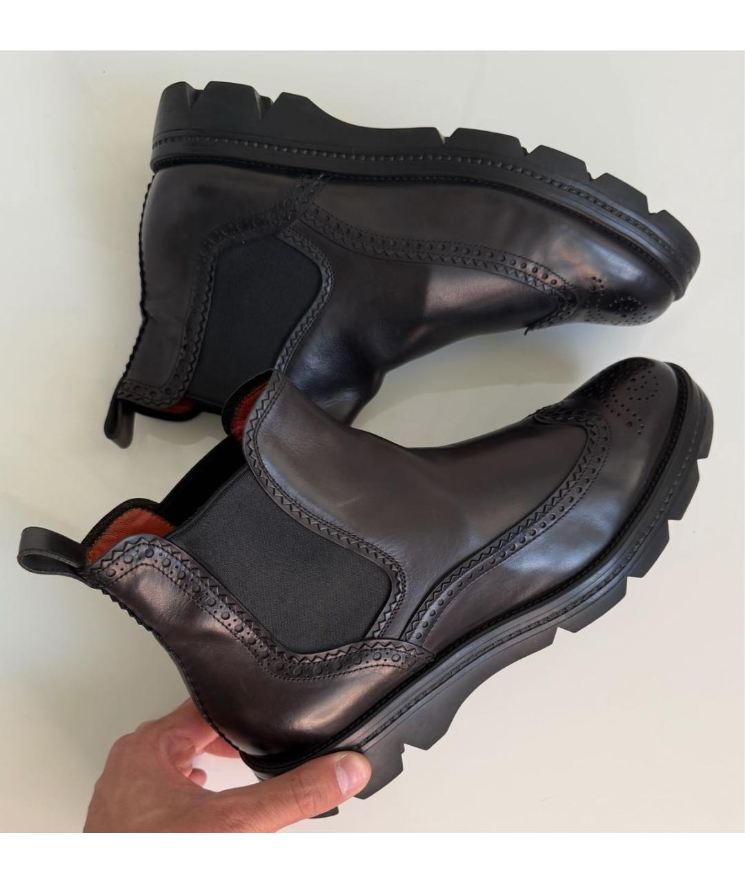 SANTONI Черные кожаные брогги и оксфорды, фото 5