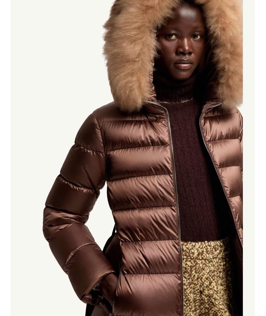 MONCLER Коричневый пуховик, фото 4