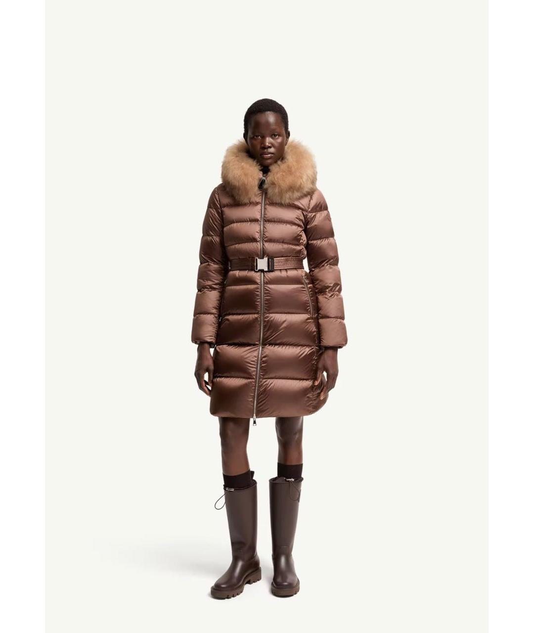 MONCLER Коричневый пуховик, фото 2