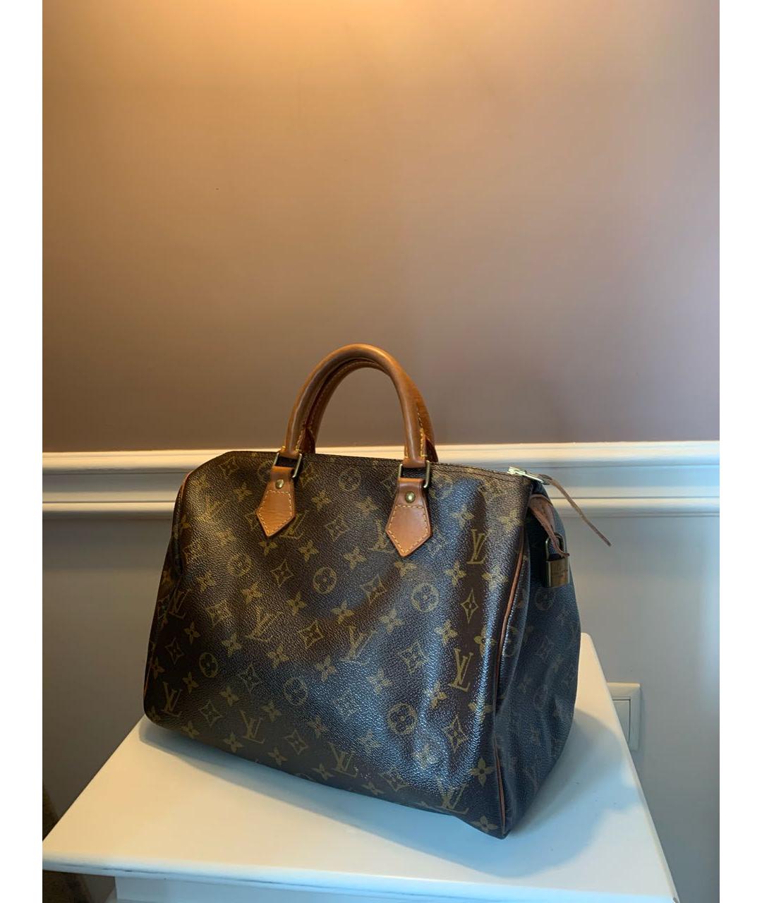 LOUIS VUITTON Коричневая сумка с короткими ручками из канвы, фото 2
