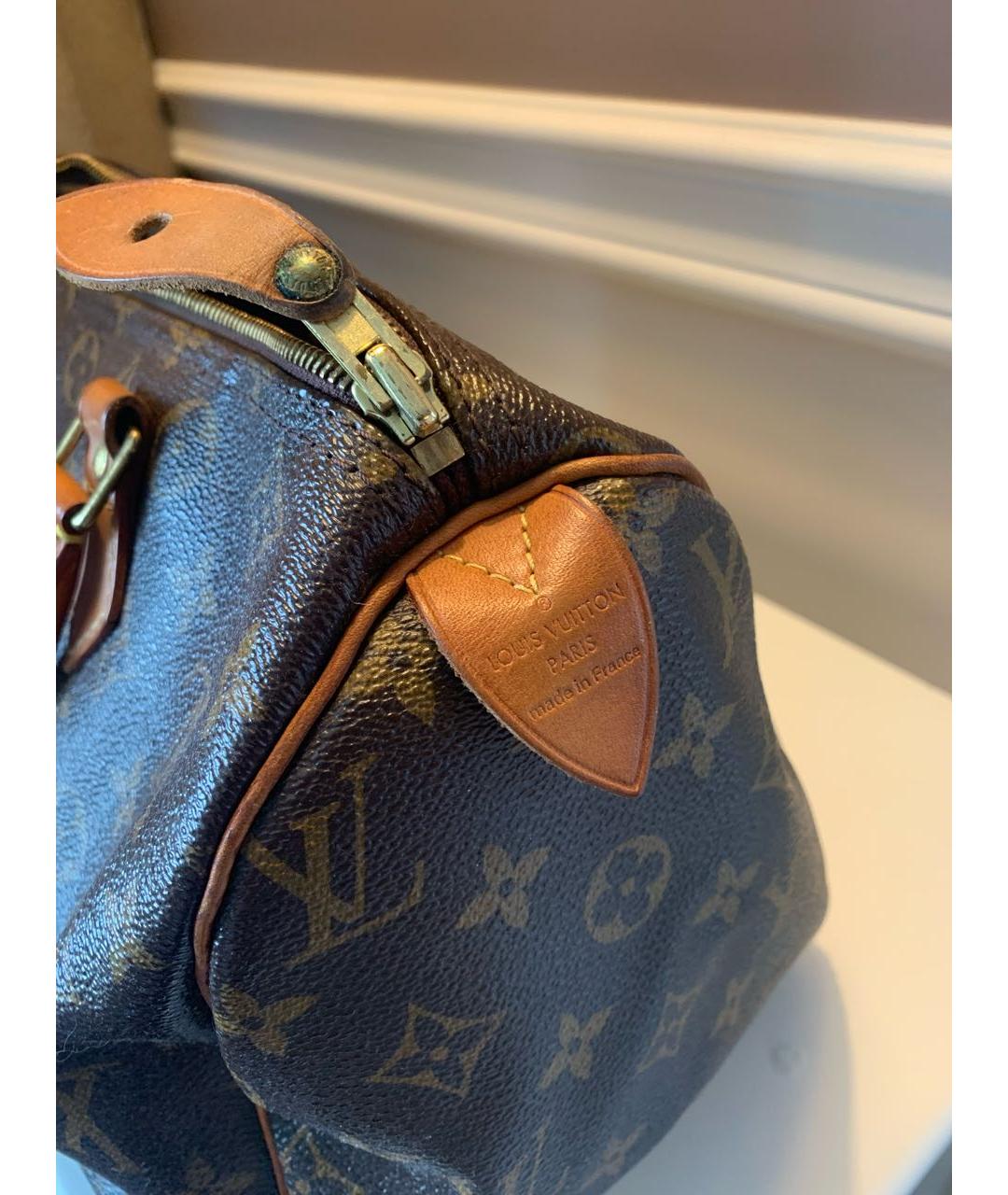 LOUIS VUITTON Коричневая сумка с короткими ручками из канвы, фото 5