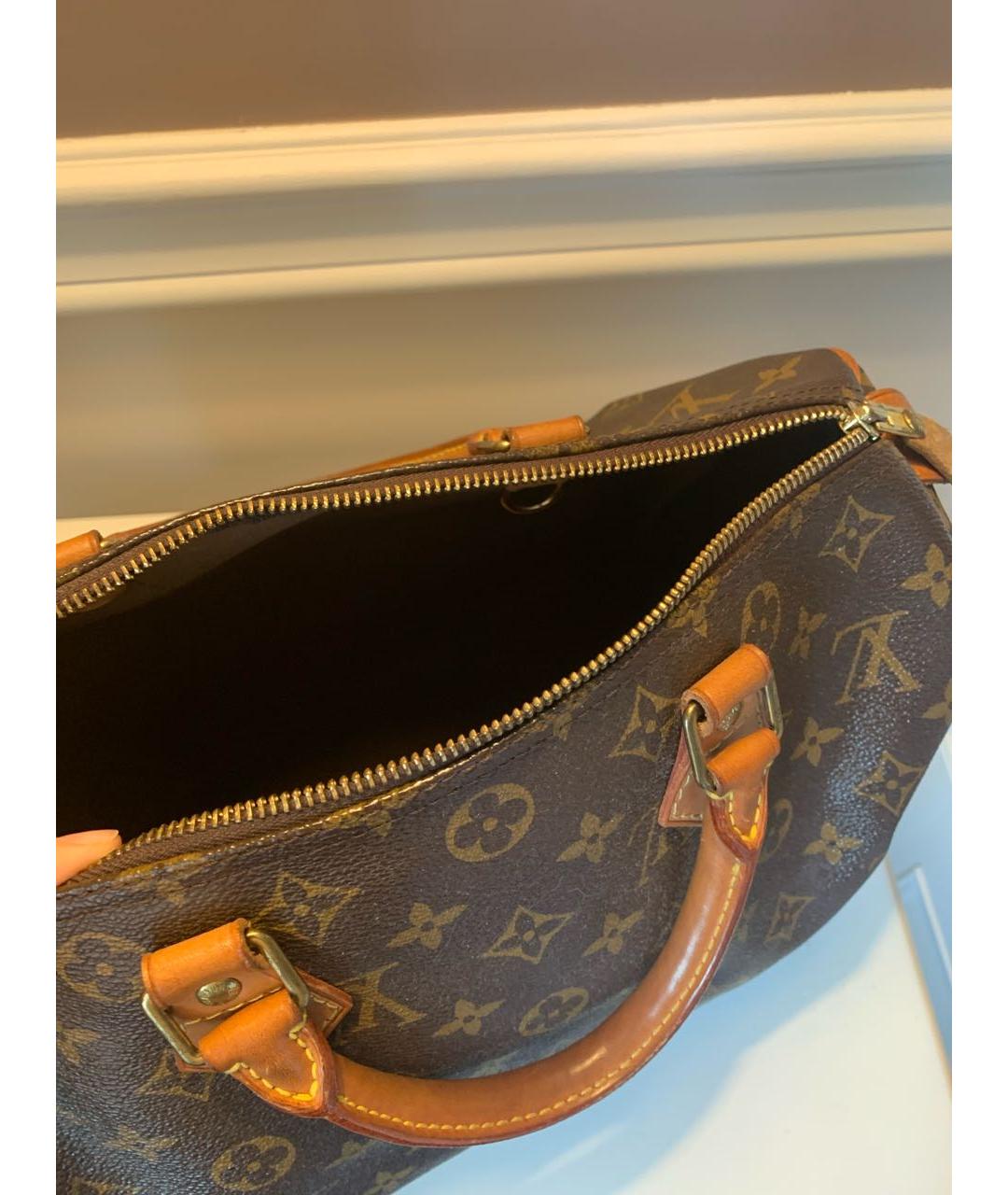 LOUIS VUITTON Коричневая сумка с короткими ручками из канвы, фото 4