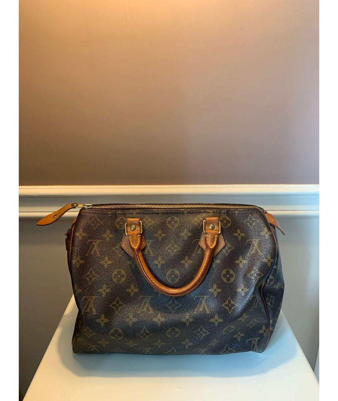 LOUIS VUITTON Коричневая сумка с короткими ручками из канвы, фото 3