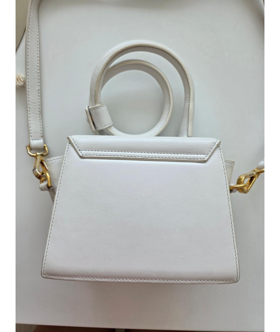 JACQUEMUS Белая кожаная сумка через плечо, фото 4