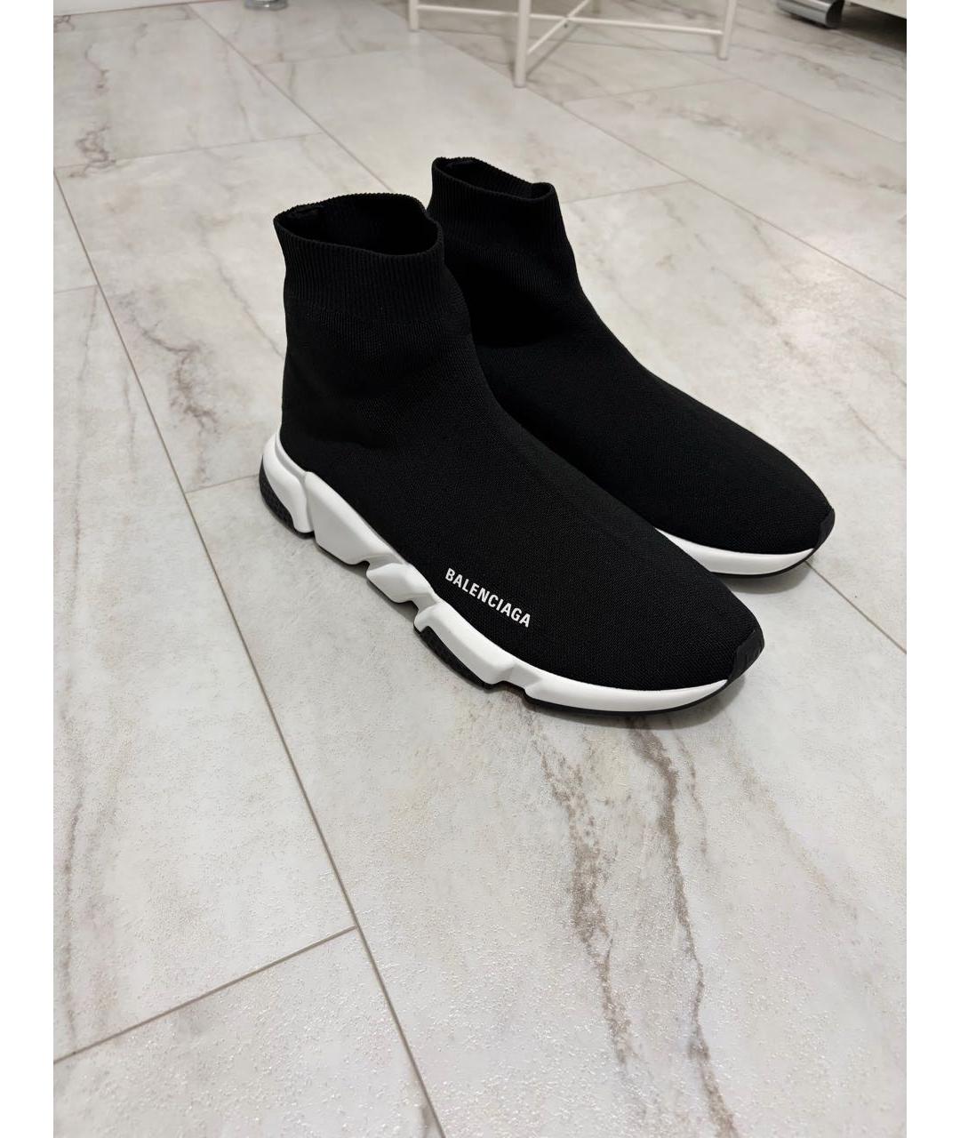 BALENCIAGA Черные текстильные высокие кроссовки / кеды, фото 2