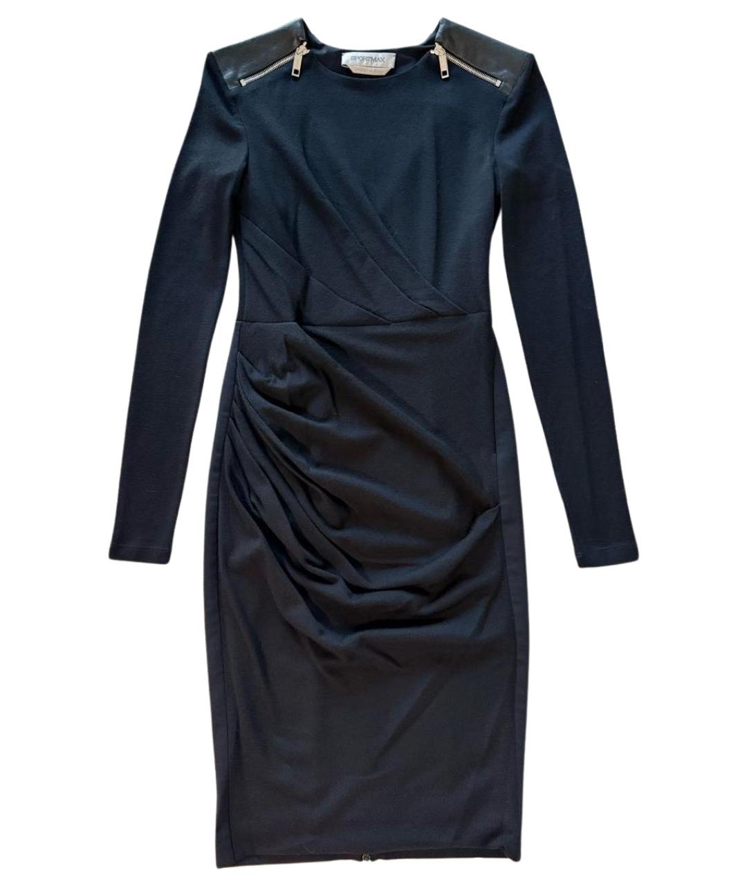 SPORTMAX Черное шерстяное повседневное платье, фото 1