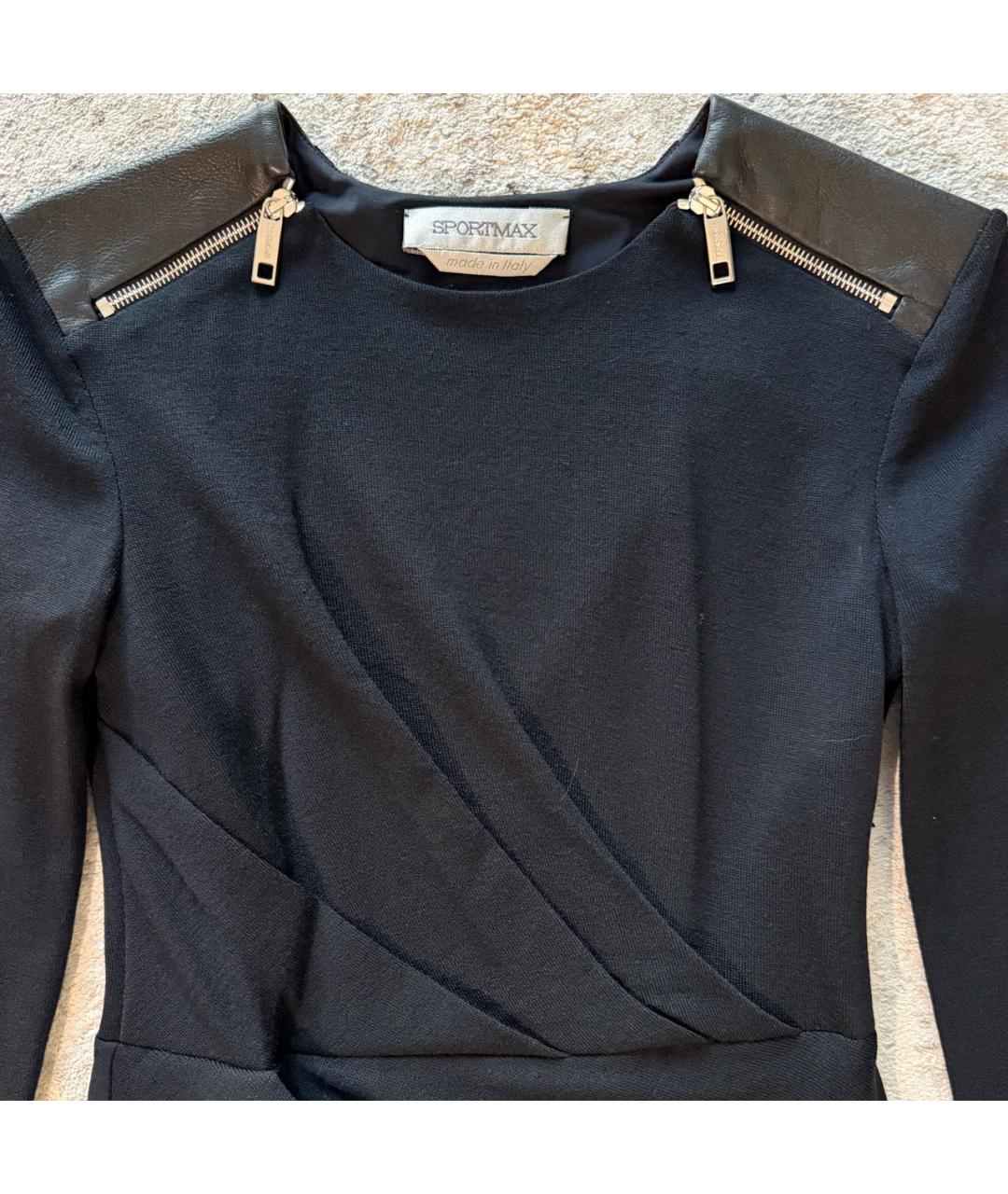 SPORTMAX Черное шерстяное повседневное платье, фото 4