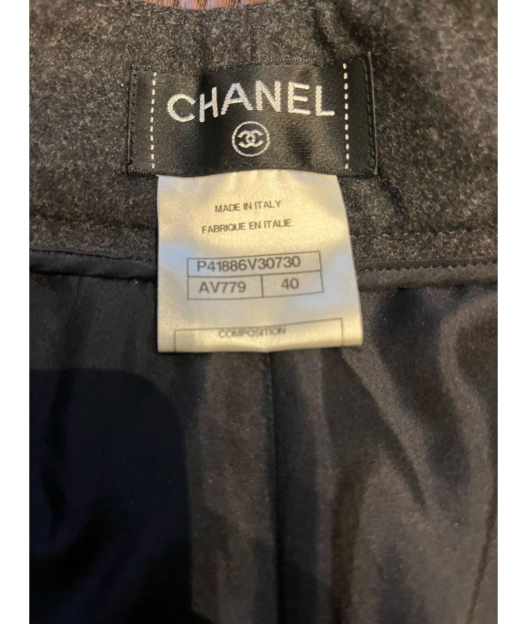 CHANEL Серые шерстяные брюки широкие, фото 3