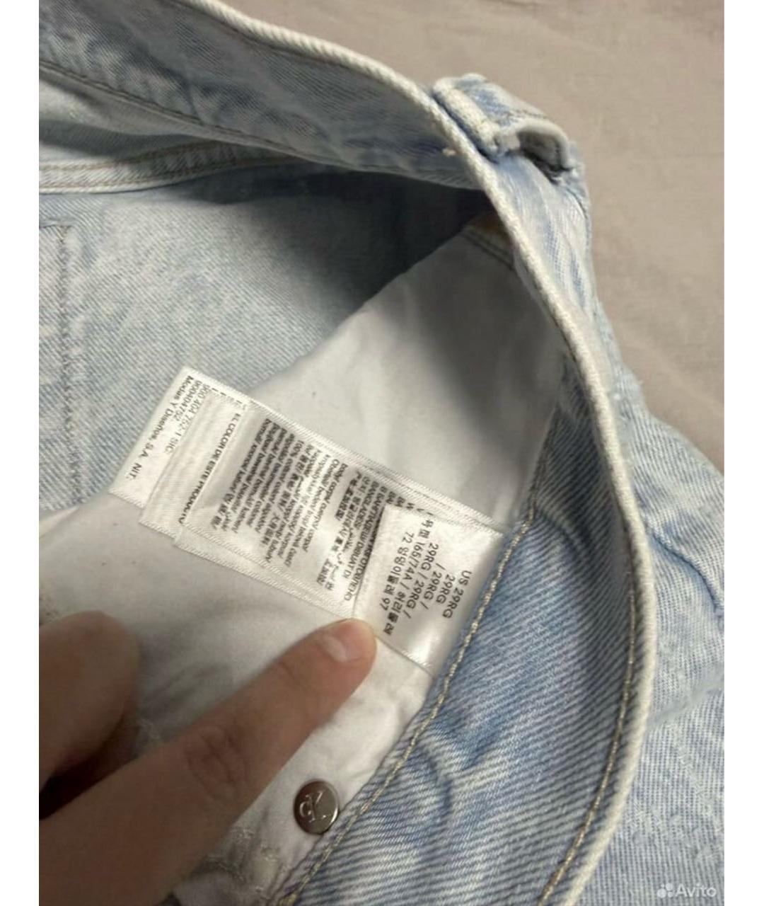 CALVIN KLEIN Голубые хлопковые джинсы клеш, фото 4
