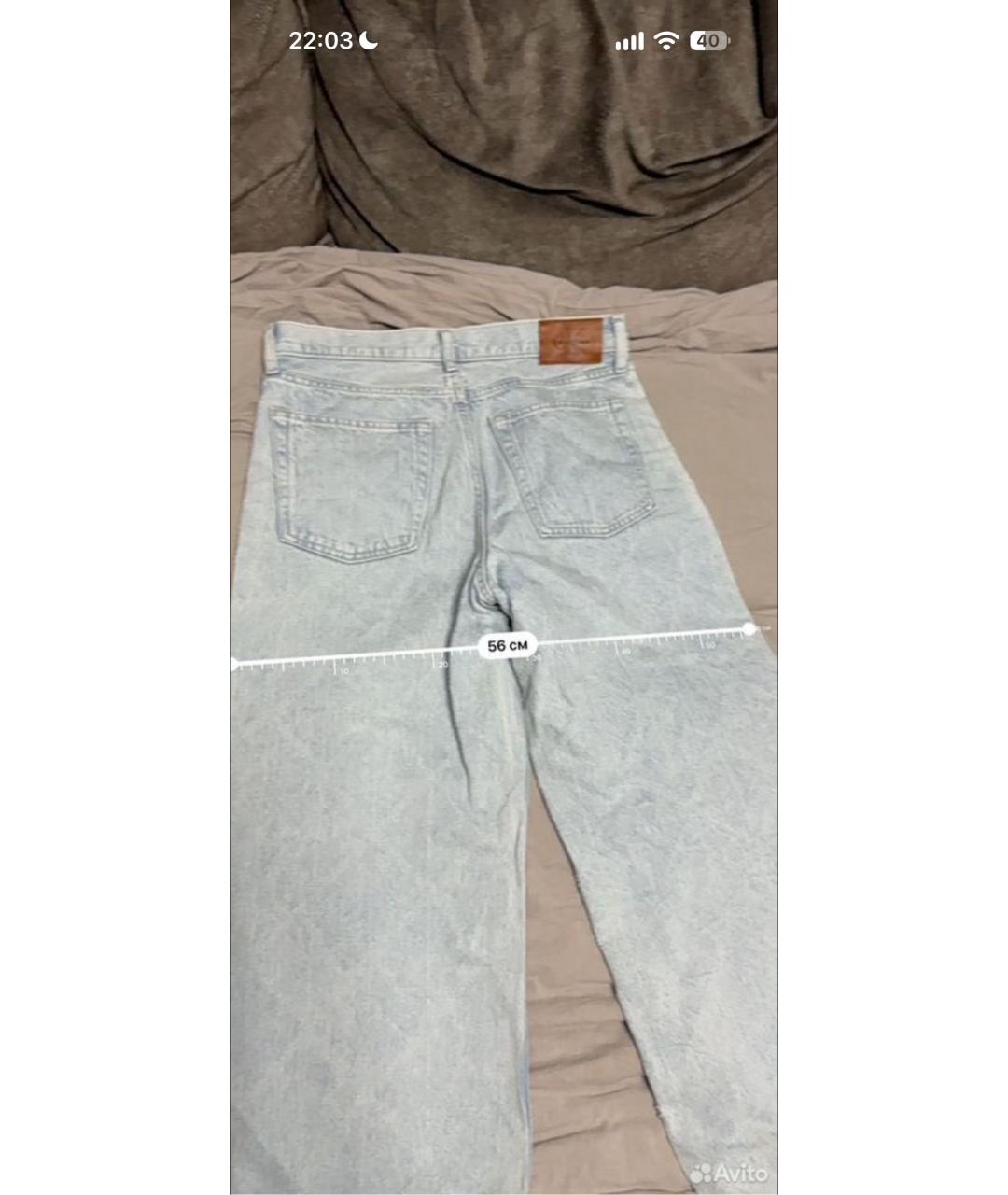 CALVIN KLEIN Голубые хлопковые джинсы клеш, фото 5