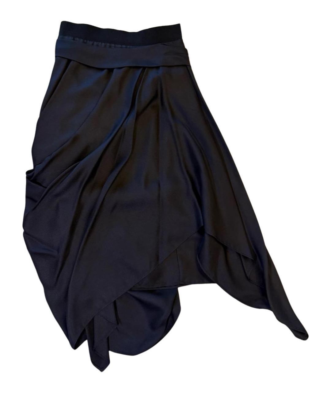 SPORTMAX Черная шелковая юбка миди, фото 1