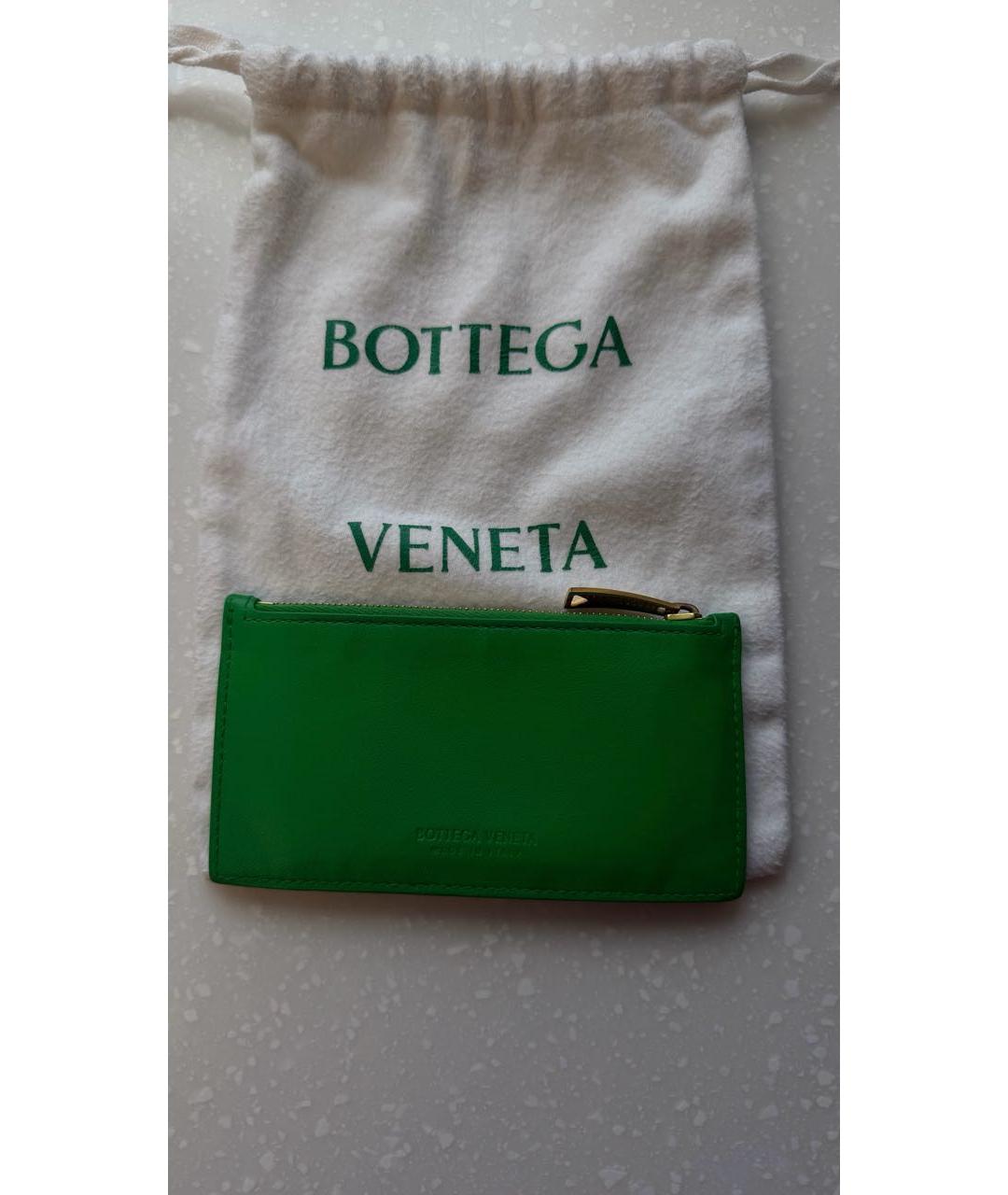 BOTTEGA VENETA Зеленый кожаный кардхолдер, фото 2