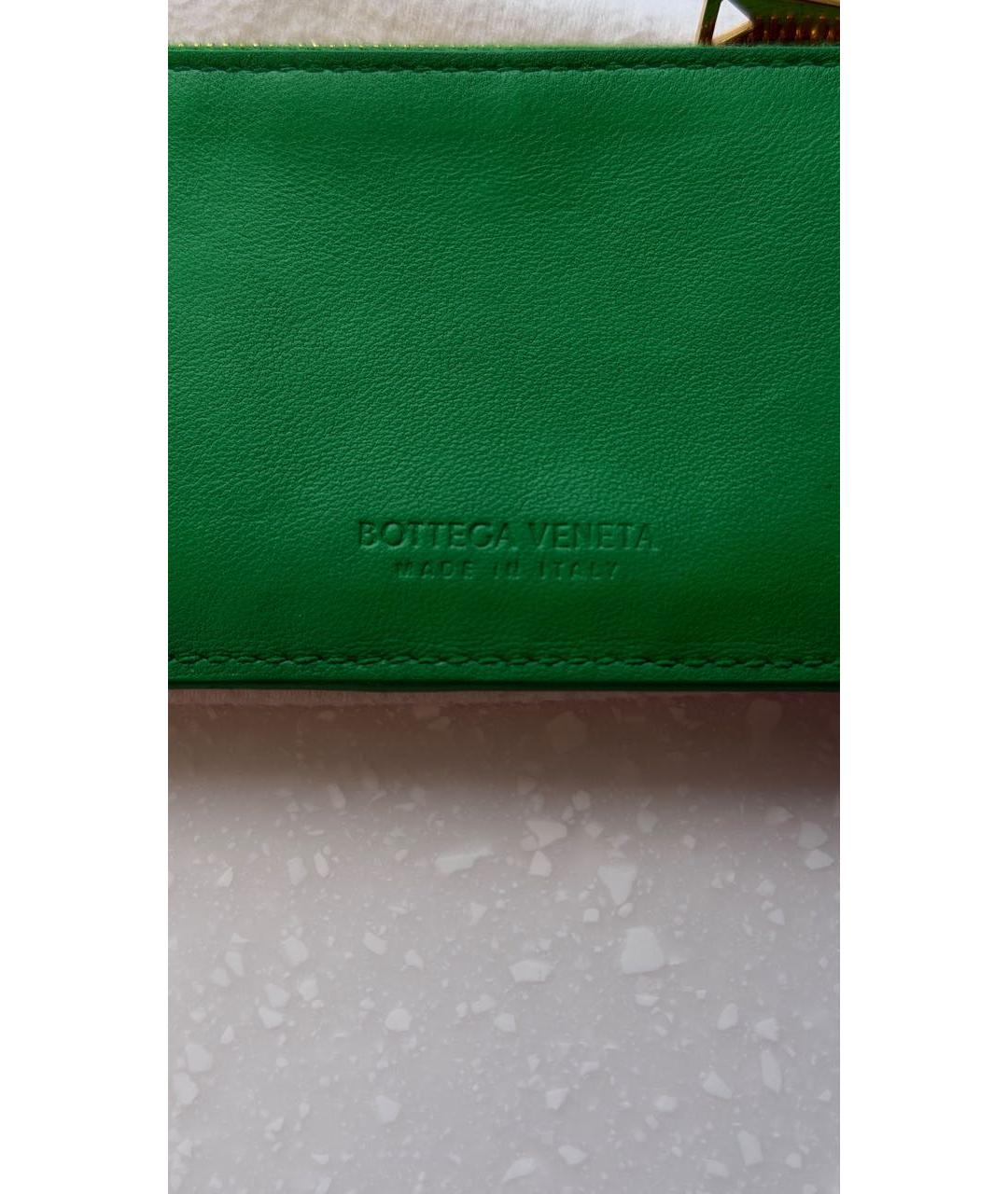 BOTTEGA VENETA Зеленый кожаный кардхолдер, фото 4
