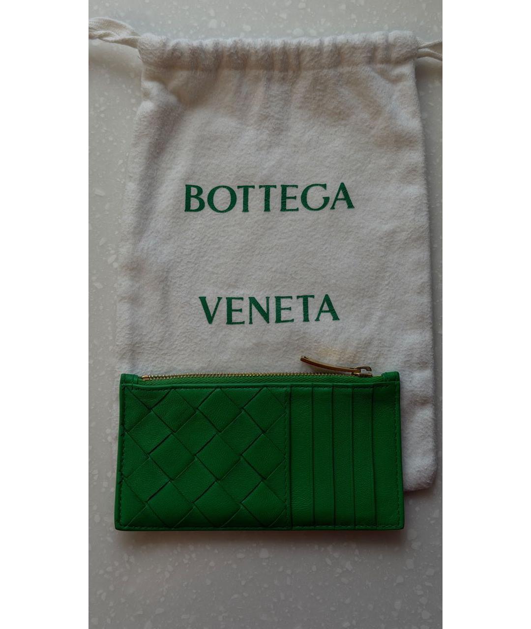 BOTTEGA VENETA Зеленый кожаный кардхолдер, фото 5
