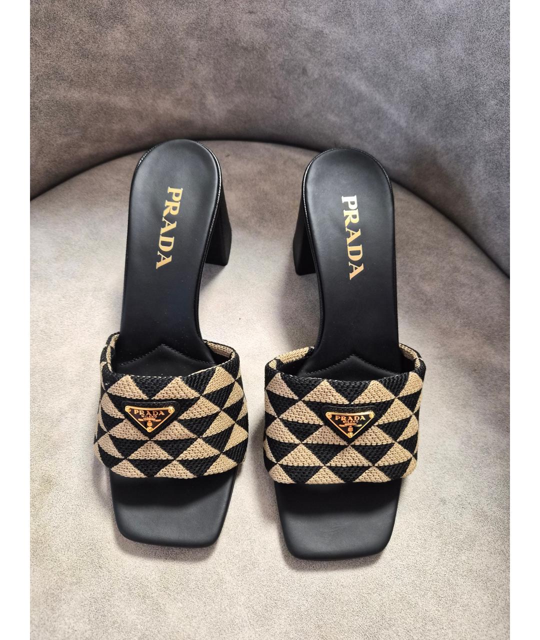 PRADA Черные кожаные мюли, фото 2