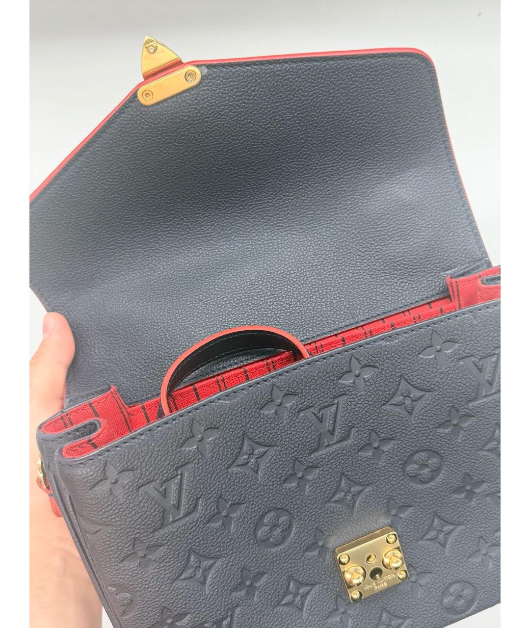 LOUIS VUITTON Темно-синяя кожаная сумка через плечо, фото 4