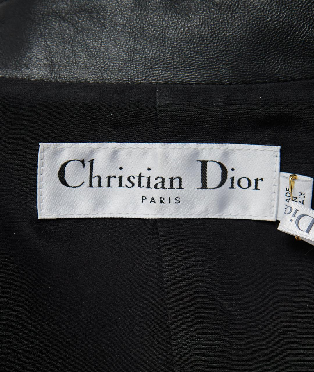 CHRISTIAN DIOR Черный кожаный жакет/пиджак, фото 3