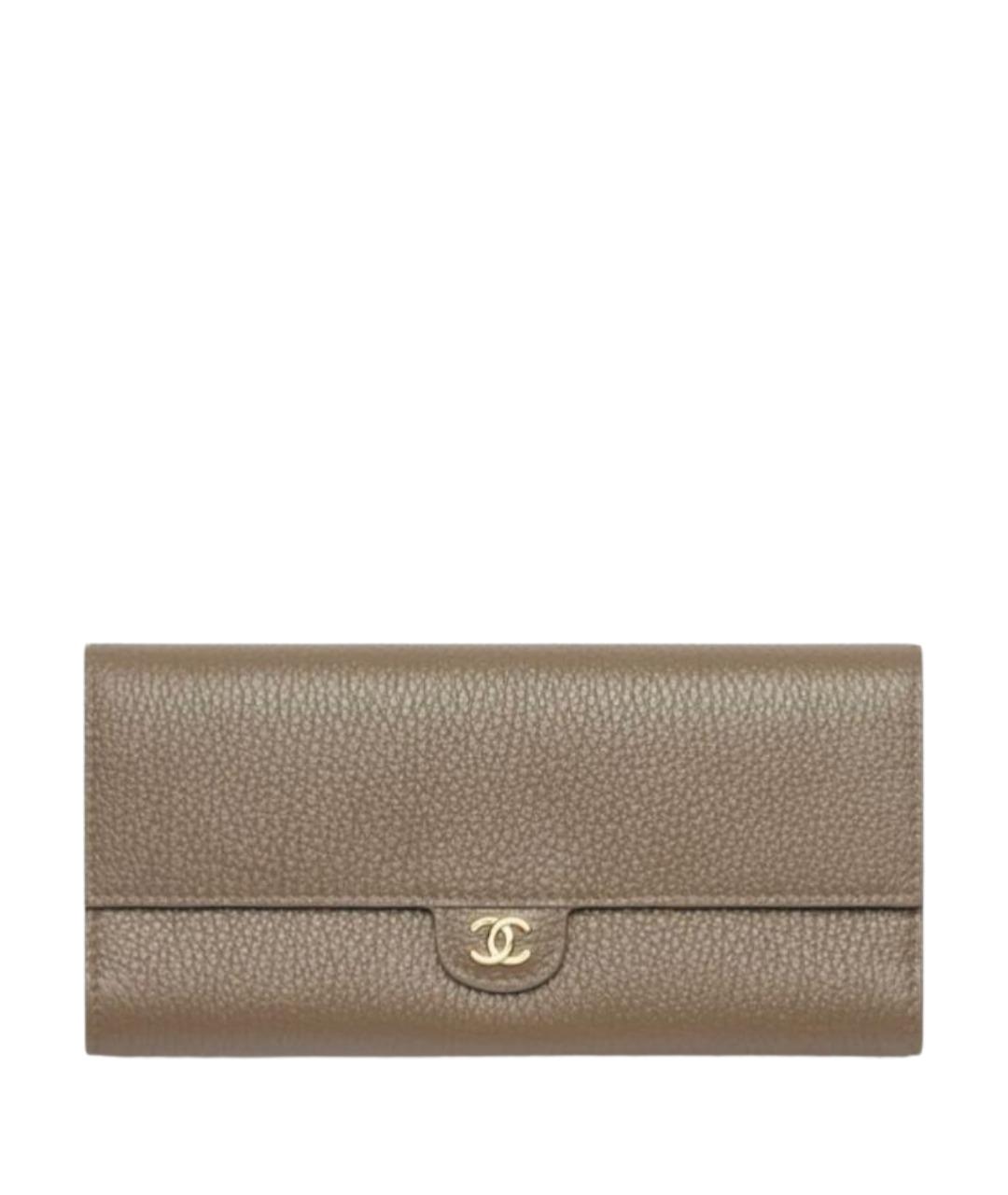 CHANEL Бежевый кожаный кошелек, фото 1