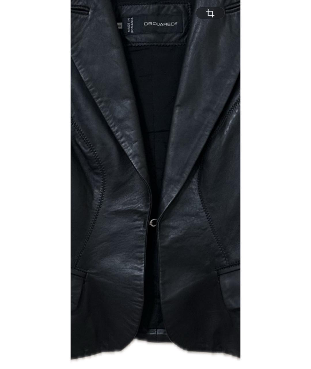 DSQUARED2 Черная кожаная куртка, фото 4