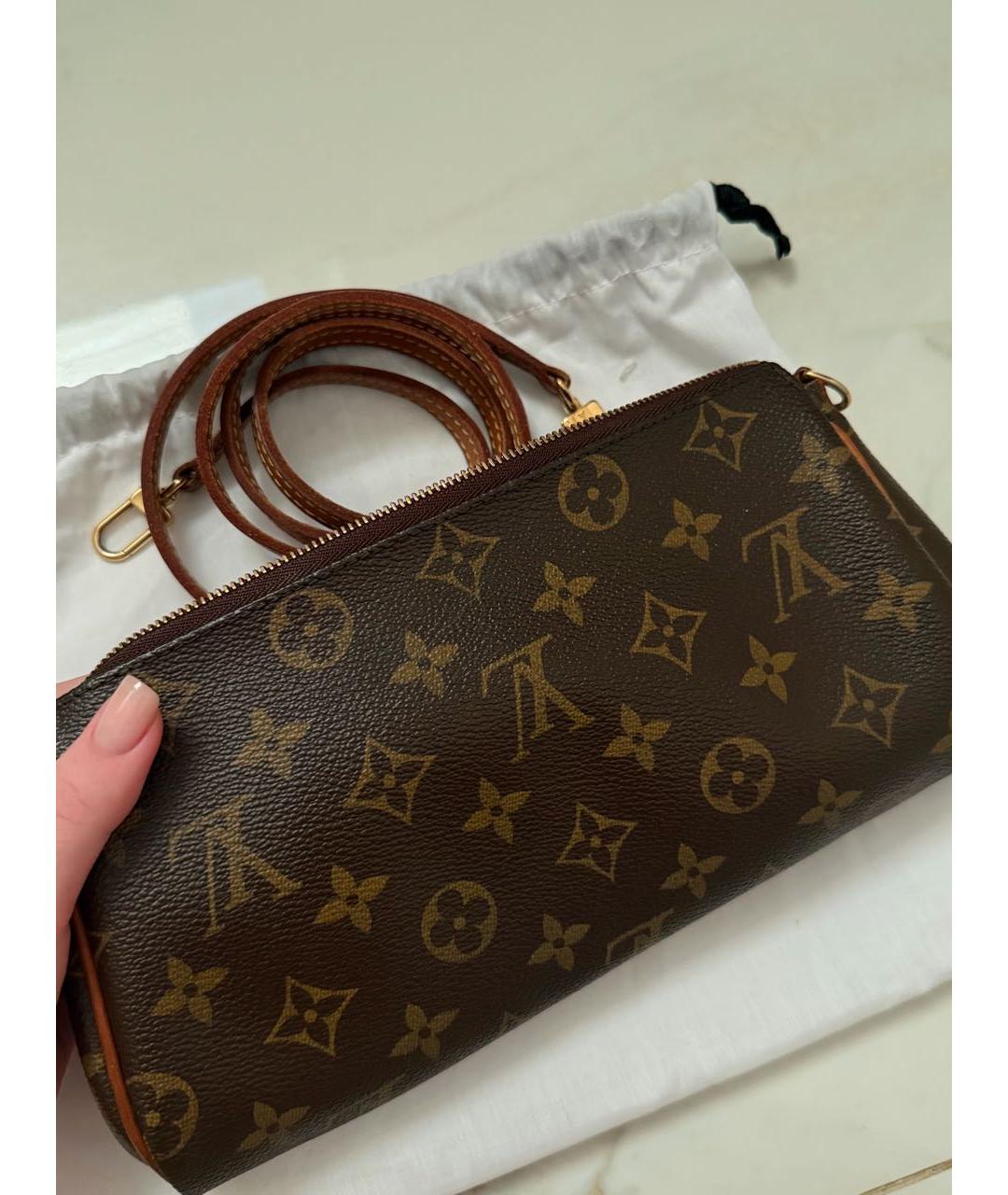 LOUIS VUITTON Коричневая сумка с короткими ручками из канвы, фото 4